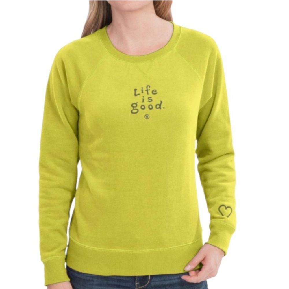 Life Is Good Classic Fit Sweatshirt Chartreuse Size M